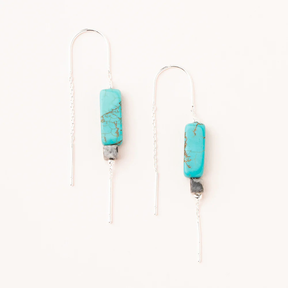 Rectangle Stone Thread Earring Turquoise