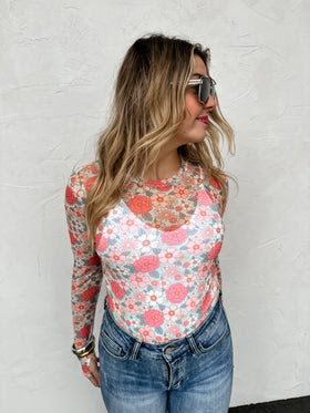 Floral Sheer Mesh Top