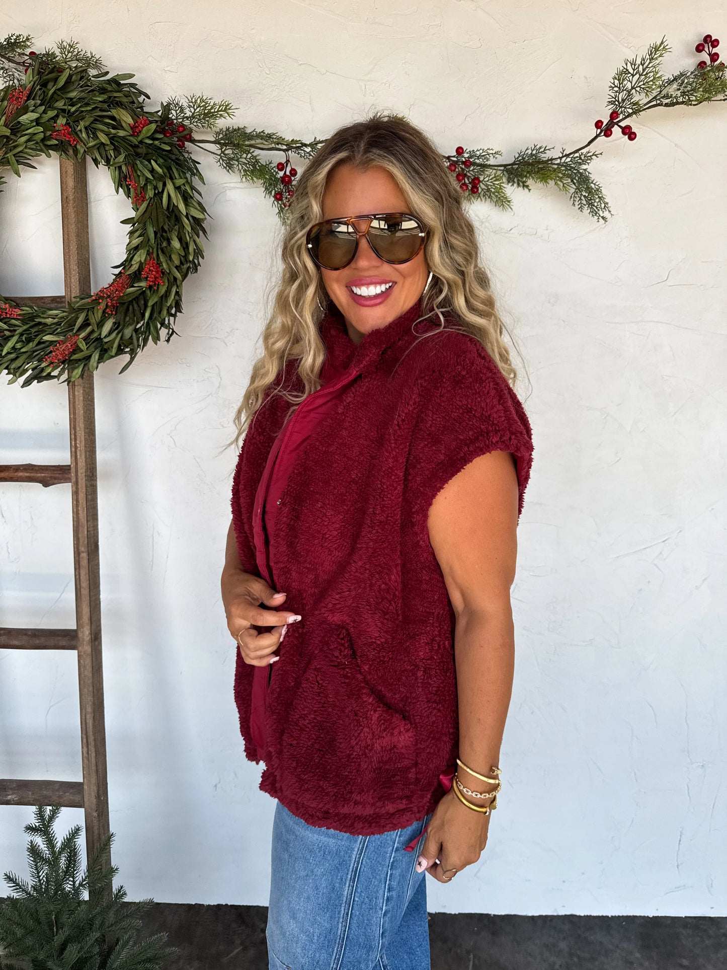 Sherpa Cap Sleeve Vest