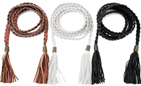 Braided Tassel Belt w-Metal Detail