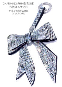 Jacqueline Kent Ribbon Charm-Key Ring in Black or Silver
