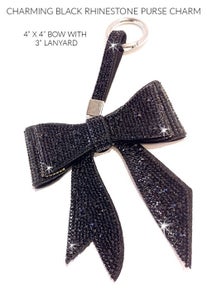 Jacqueline Kent Ribbon Charm-Key Ring in Black or Silver