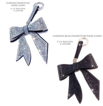 Jacqueline Kent Ribbon Charm-Key Ring in Black or Silver