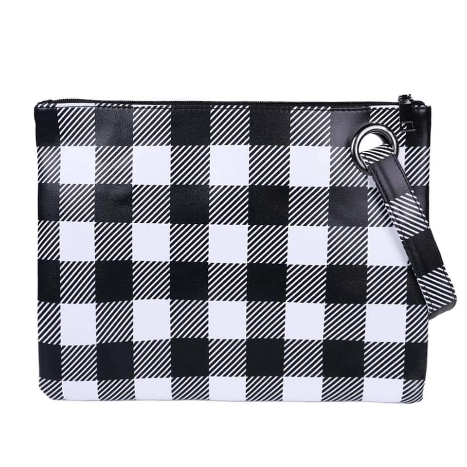 Susan Vegan Leather Handbag-Clutch - Buffalo Check
