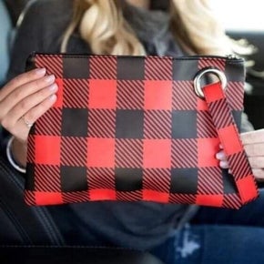 Susan Vegan Leather Handbag-Clutch - Buffalo Check
