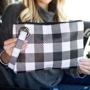 Susan Vegan Leather Handbag-Clutch - Buffalo Check