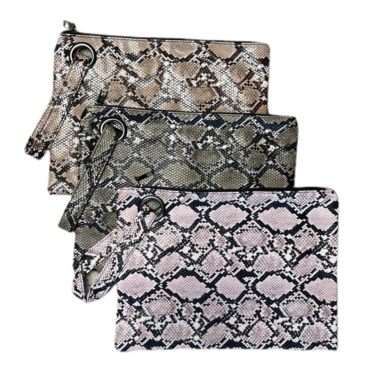 Susan Vegan Leather Handbag-Clutch - Snake