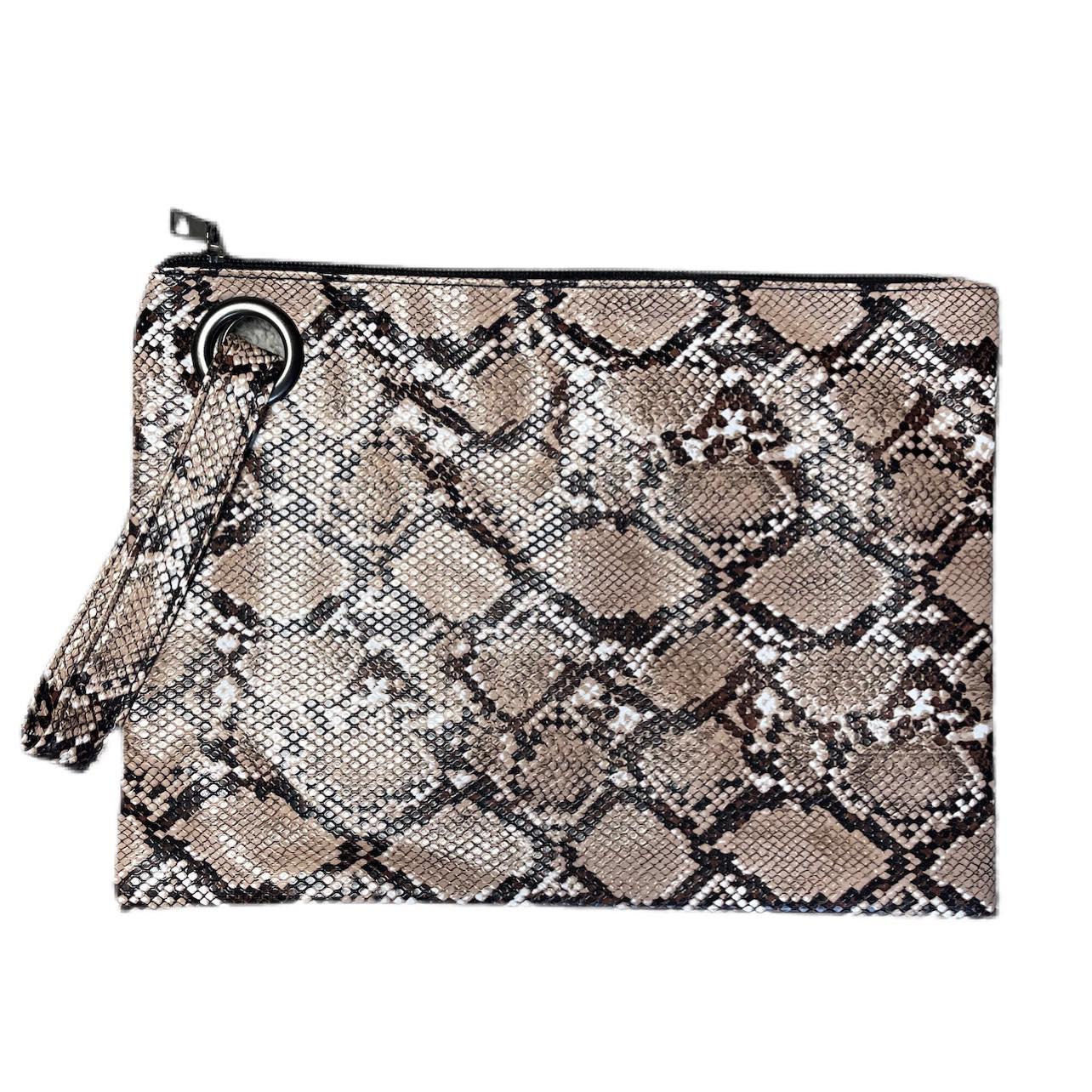 Susan Vegan Leather Handbag-Clutch - Snake