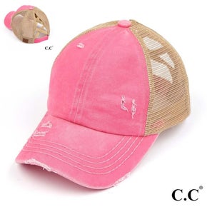 Cross Back Pony-Bun Baseball Hat