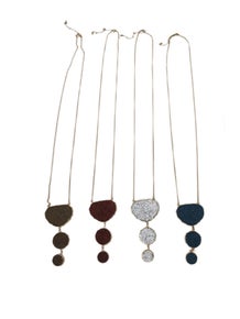 Druzy Tri-Stone Pendant Necklace