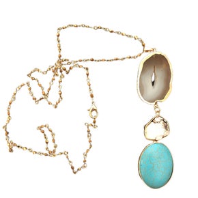 Hand Made Beaded Pendant Necklace-302