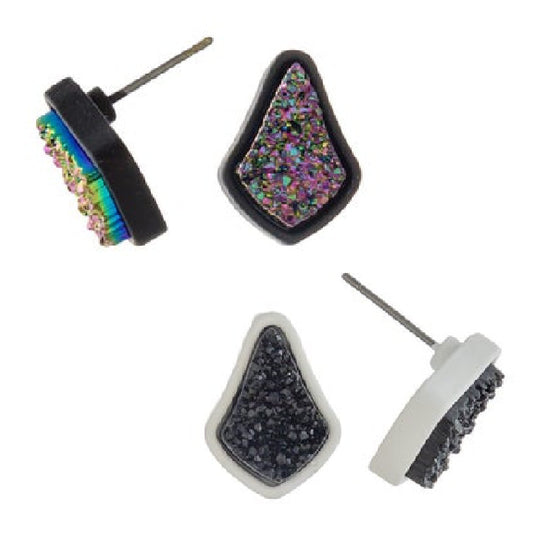 Druzy Teardrop Stud Earring