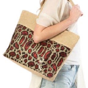 Red Snake Print Tote Bag