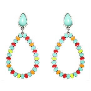 Multi Stone Teardrop Earring