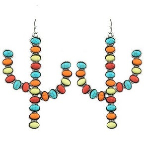 Multi Stone Cactus Earring