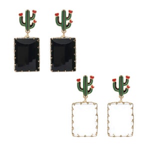 Cactus Crystal Drop Earring