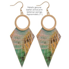 Circle Drop Leather Feather Earring