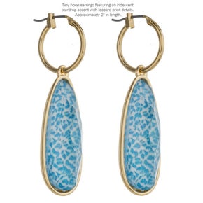 Blue Leopard Hoop Earring