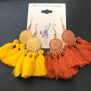 Medallion Quad Tassel Earring Duo