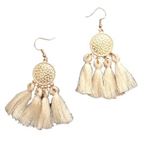 Medallion Quad Tassel Earring