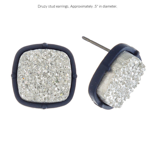 Druzy Square Stud Earrings