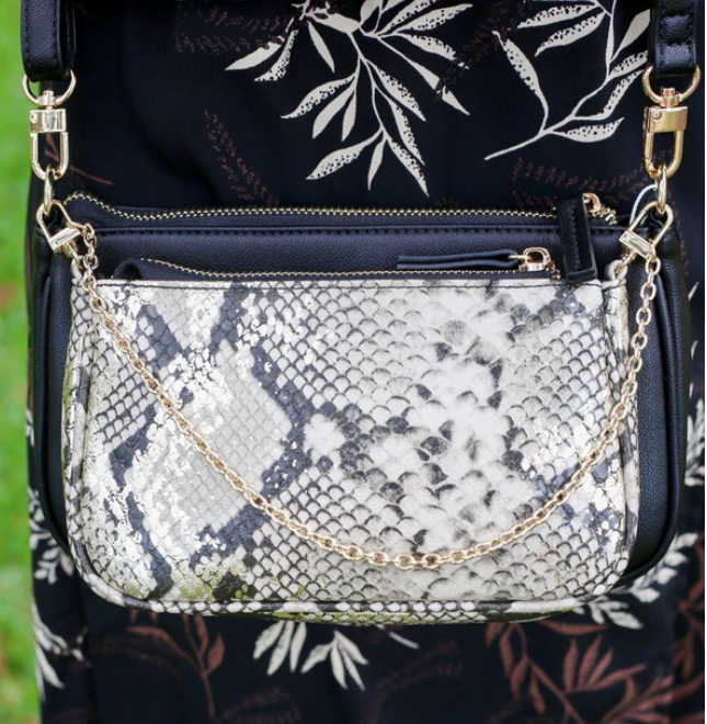 Black Double Crossbody Clutch Bag