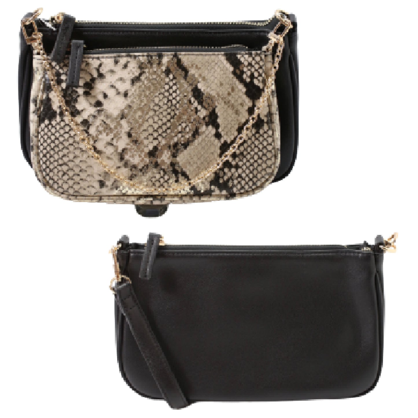 Black Double Crossbody Clutch Bag