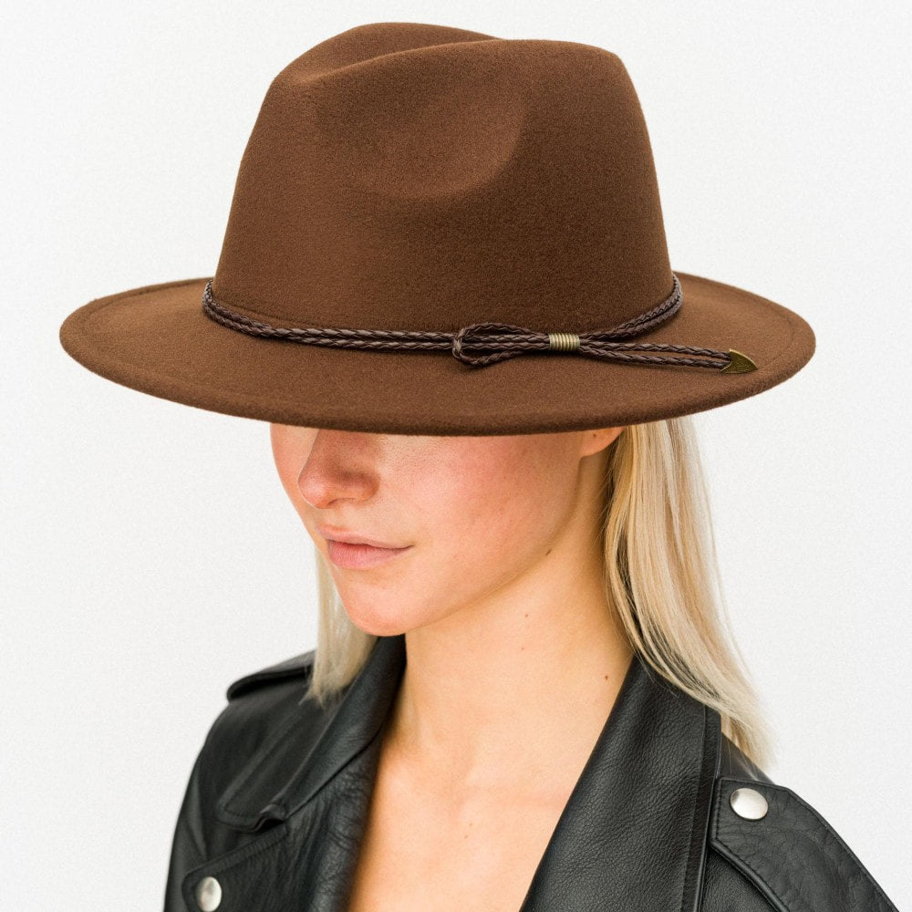 Felt Wide Brim Hat in Brown