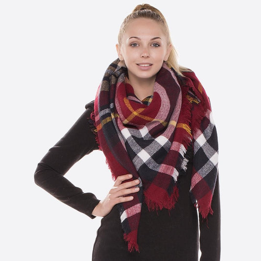 Red Plaid Blanket Scarf