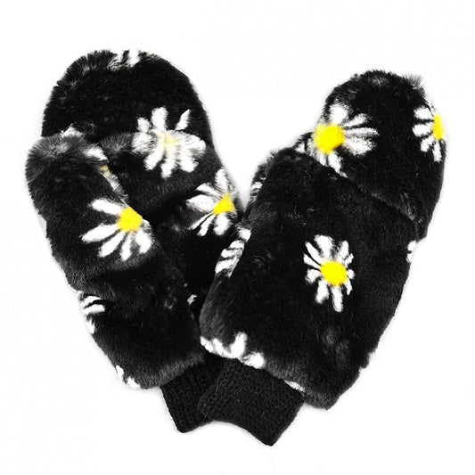 Faux Fur Daisy Mittens