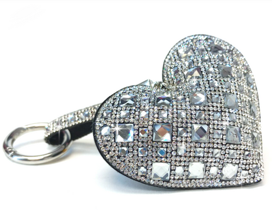 Jacqueline Kent Puff Heart Bag Charm-Key Ring-Silver