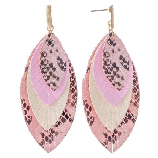 Faux Leather 3-Tone Earrings