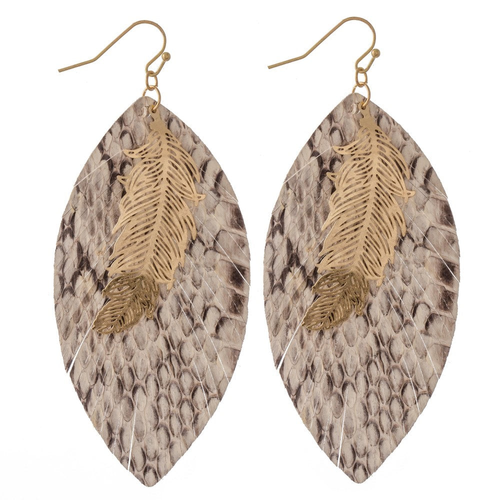Snakeskin Feather Earring