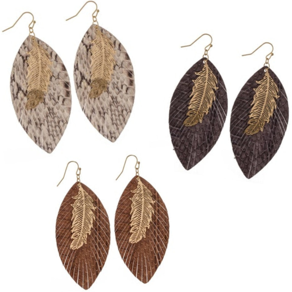 Snakeskin Feather Earring