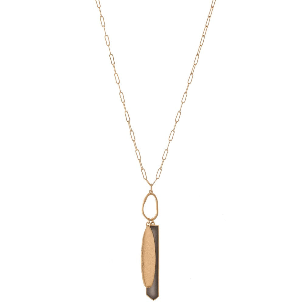 Semi Precious Bar Pendant Necklace