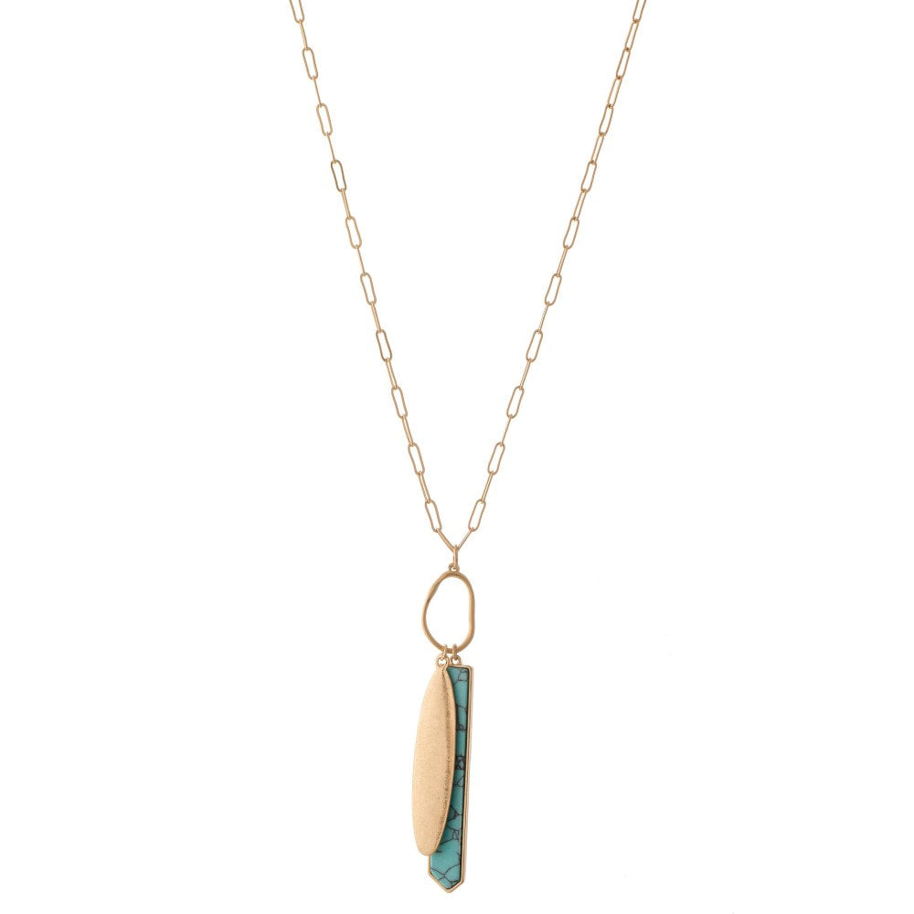 Semi Precious Bar Pendant Necklace